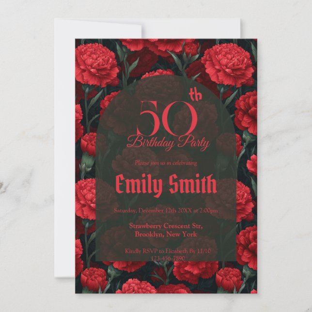 Invitation Œillet inspiré de la botanique pour les 20 ans (Devant)