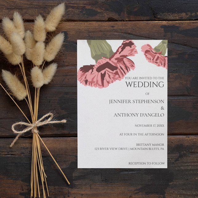 Invitation Oeillets roses Moderne Floral Personnalisé (Créateur téléchargé)