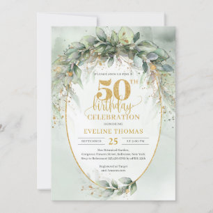 Invitation Oeucalyptus vert opulent 50e anniversaire