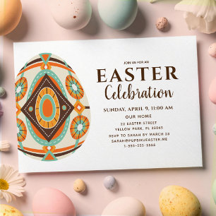 Invitation Œuf de Pâques peint vintage