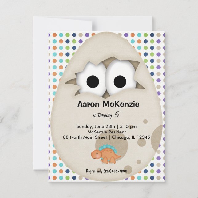 Invitation Oeuf Dinosaure (Devant)