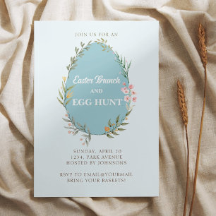 Invitation Oeuf floral mou Pâques Brunch Chasse aux oeufs Inv