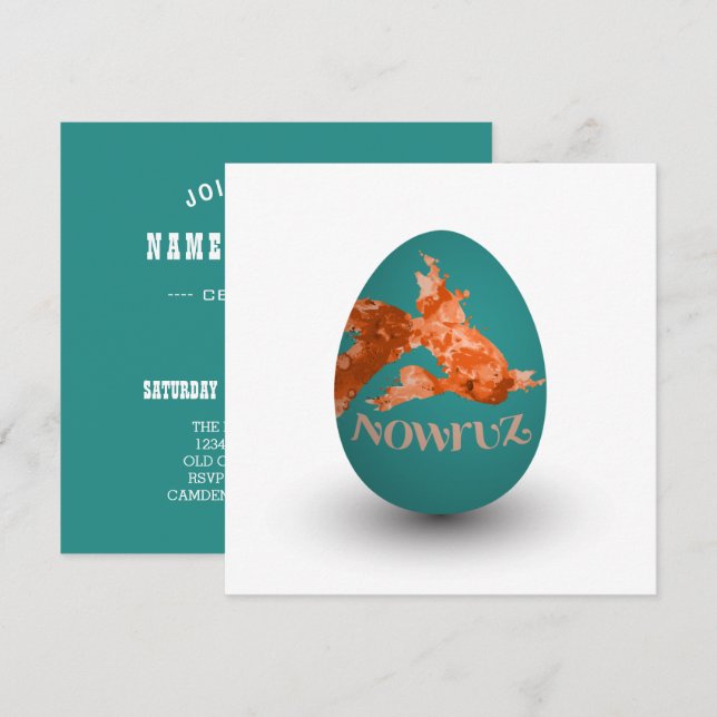 Invitation oeuf peint à la morue de nowruz (Devant / Derrière)