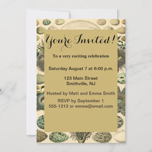 Invitation OEuf vintage Nid Art Peinture OEufs (Devant)