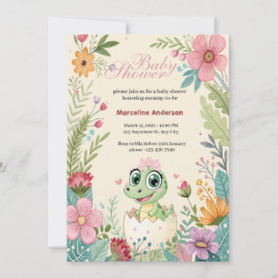 Invitation Œufs de Floral kawaii bébé alligator à faire éclor