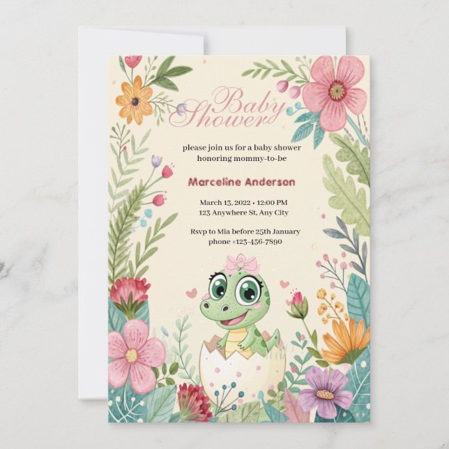 Invitation Œufs de Floral kawaii bébé alligator qui éclosent  (Devant)