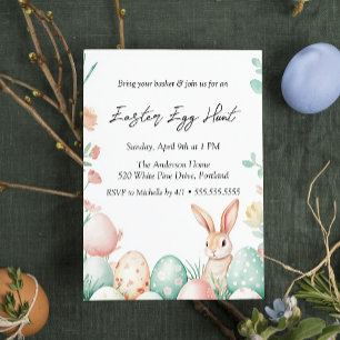 Invitation Oeufs de lapin Fleurs Oeufs de Pâques Chasse aux o