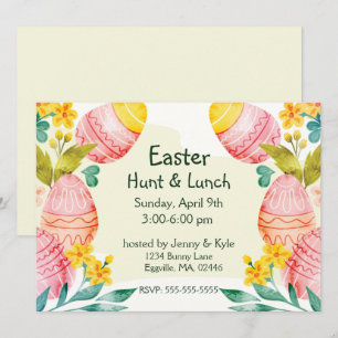 Invitation Œufs de Pâques à l'aquarelle Pâques