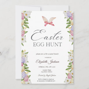 Invitation Oeufs de Pâques Bunny Oreilles Fleurs Brunch & Bub