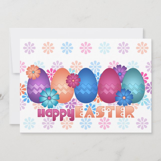 Invitation Oeufs de Pâques et fleurs de printemps (Devant)