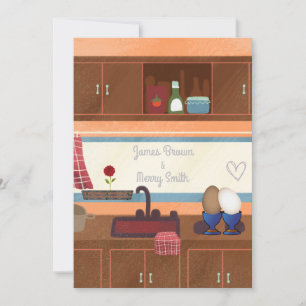 Invitation Oeufs Fenêtre de cuisine Mariage de coeur de fleur