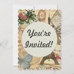Invitation Oeuvre colorée Vintage voyage Paris France