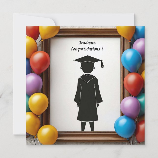 Invitation Œuvre d'art de fin d'études avec ballons (Devant)
