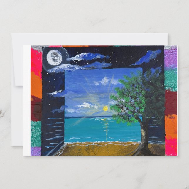 Invitation Œuvre d'art faite main - Jour et Nuit  (Devant)