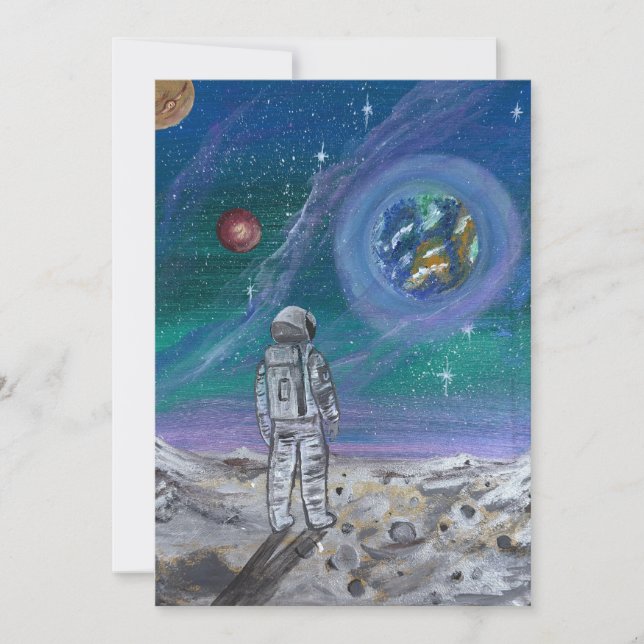Invitation Œuvre d'art faite main - Vue de la Terre  (Devant)