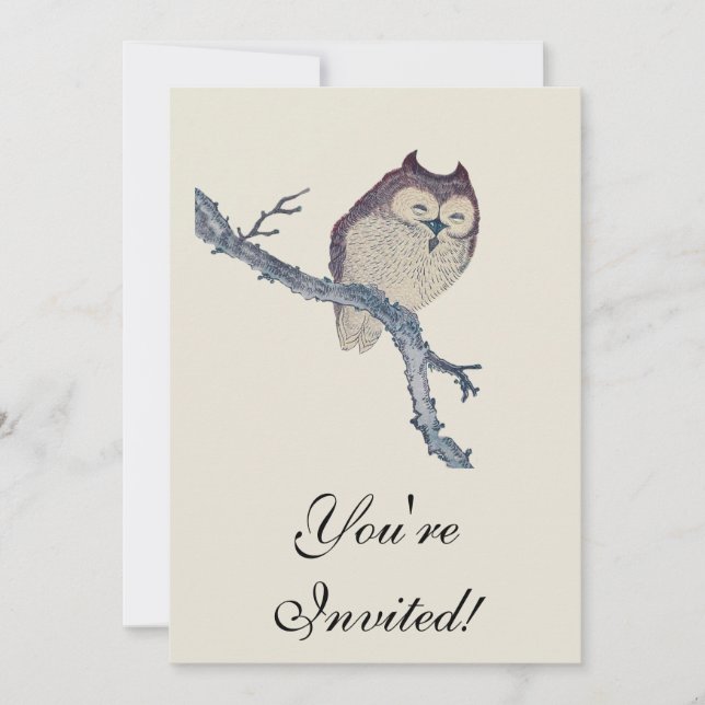 Invitation Oeuvre de nuit japonaise de la Chouette couchée (Devant)