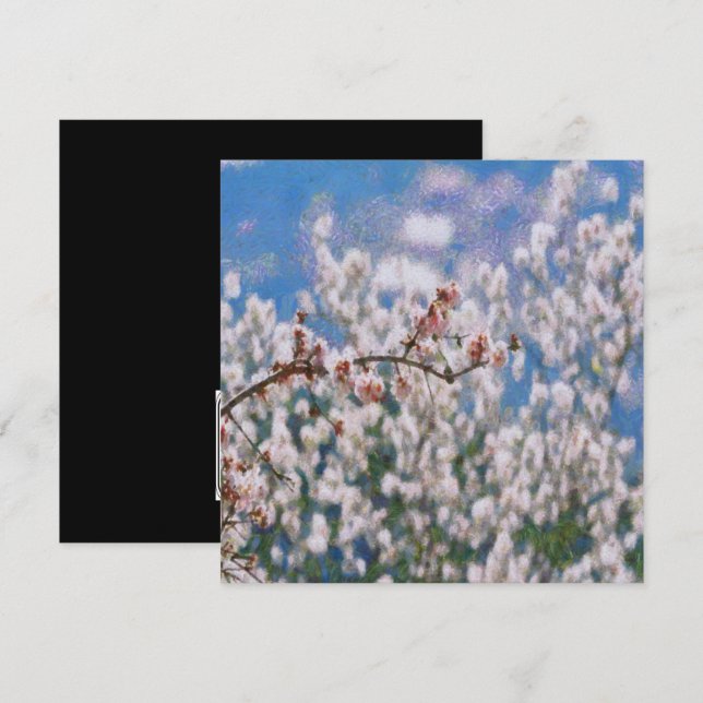 Invitation Oeuvre de Pointillisme d'amandiers en fleurs (Devant / Derrière)