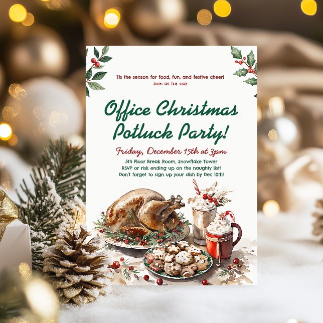 Invitation Office Christmas Potluck Holiday Party (Créateur téléchargé)