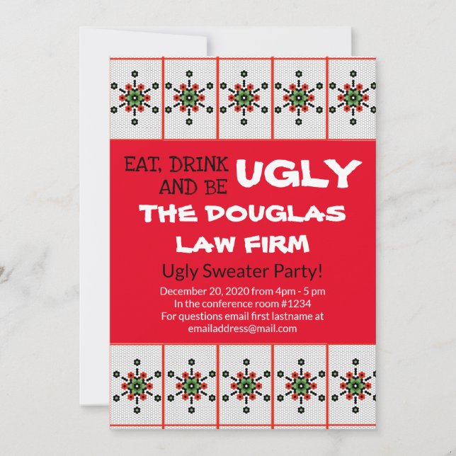 Invitation Office Ugly Sweat Party Work Event (Devant)