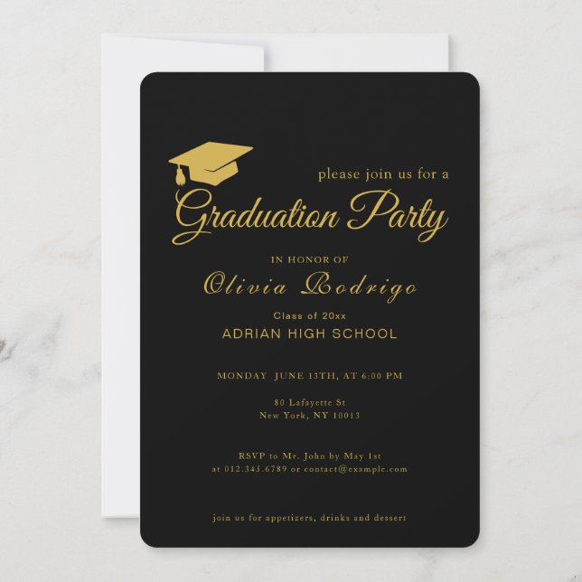 Invitation officiel de la fête de graduation | Élé (Dos)