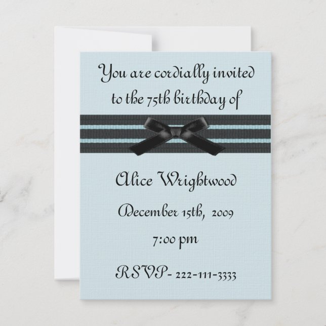 Invitation officielle à l'anniversaire bleu et noi (Devant)
