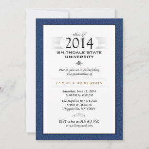 Invitation officielle à un diplôme en bleu et blan