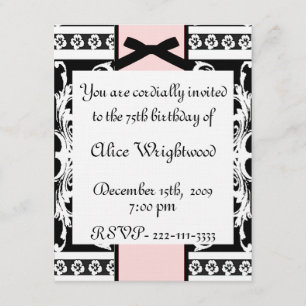 Invitation officielle d'anniversaire noire, blanch