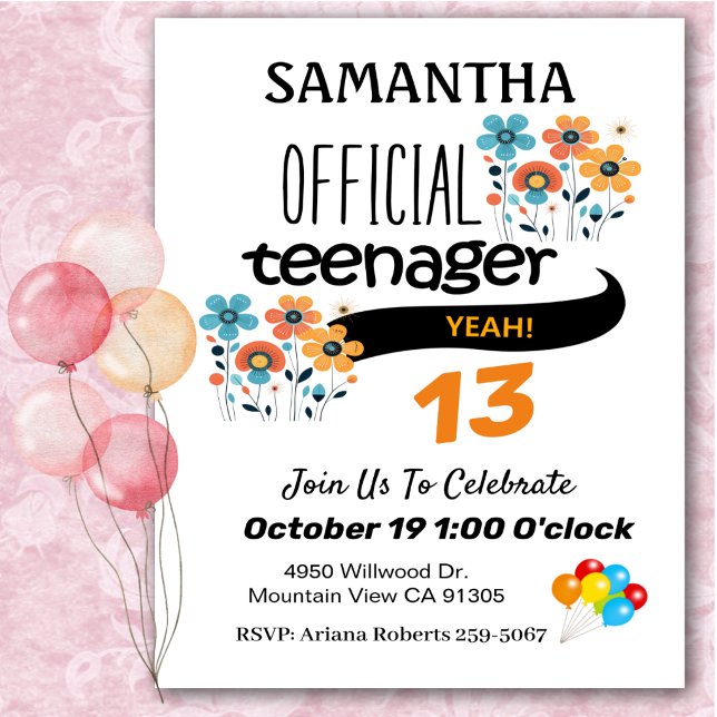 Invitation officielle d'anniversaire pour adolesce (Créateur téléchargé)