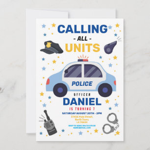 Invitation Officier de police voiture Boys d'anniversaire