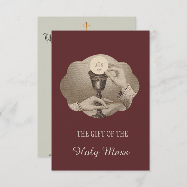 Invitation Offre commémorative de masse catholique de coeur (Devant / Derrière)