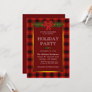 Invitation Offre de vacances Buffalo plaid et garland
