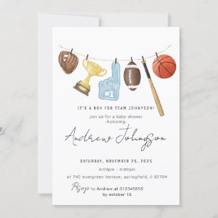 Invitation Offre groupée de Baby shower de sport personnel