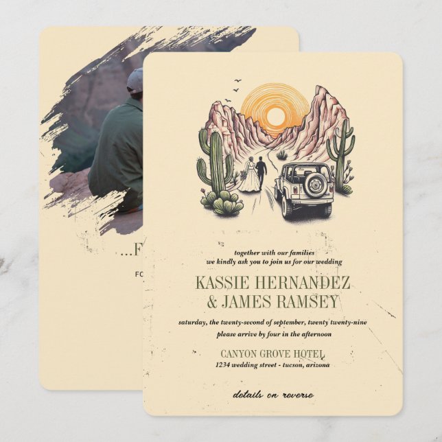 Invitation Offroad Canyon Couple Mariage (Devant / Derrière)