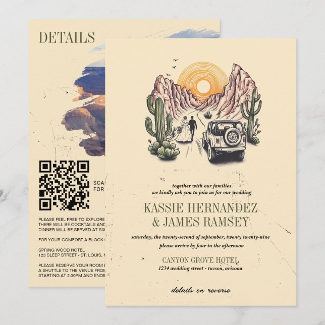 Invitation Offroad Canyon Couple Mariage (Devant / Derrière)