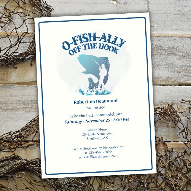 Invitation Ofishally Off The Hook Men's Retirement Party (Créateur téléchargé)