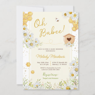 Invitation Oh Babee Bee Baby Girl Boy Fleur sauvage Daisy Dou