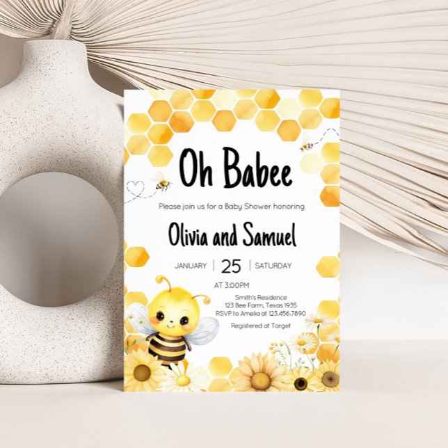 Invitation Oh Babee Bee Baby shower (Oh Babee Baby Shower Invitation)