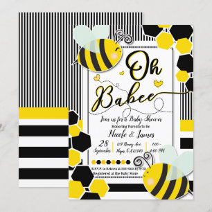 Invitation Oh BaBEE Bee Baby shower Baby shower blanc