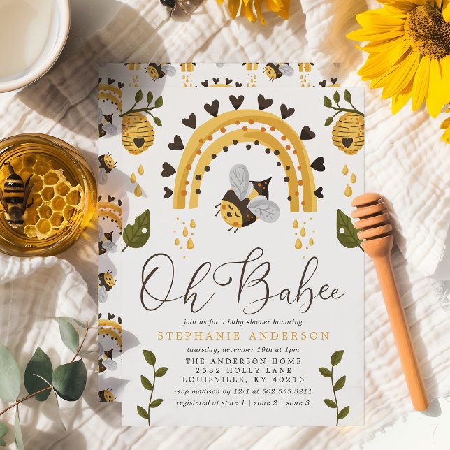 Invitation Oh Babee Bee Honeycomb Baby shower de bourdon (Créateur téléchargé)