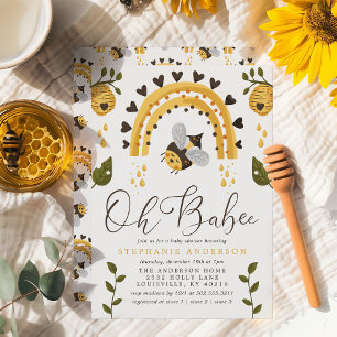 Invitation Oh Babee Bee Nid d'Abeille Bumblebee Baby Shower