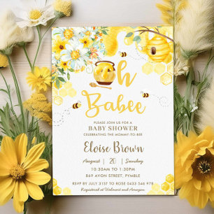 Invitation Oh Babee Bees Floral Genre Baby shower neutre