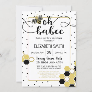 Invitation Oh Babee Bumblebee Gold Parties scintillant Baby s