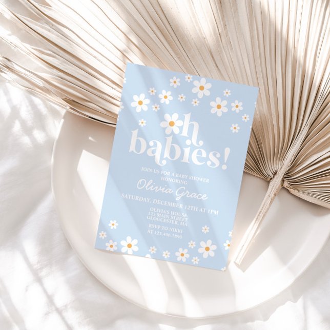 Invitation Oh Babies ! Baby shower bleu pâle (Créateur téléchargé)