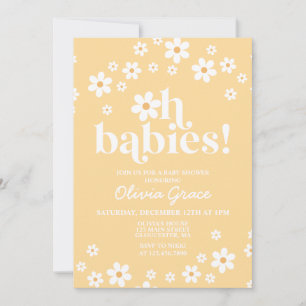 Invitation Oh Babies ! Baby shower jaune marais
