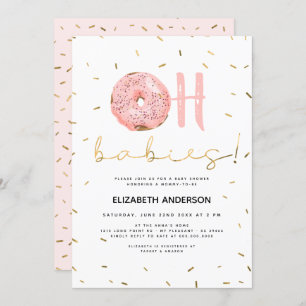 Invitation Oh Babies Donut & Sprinkles Gold Girl Baby shower