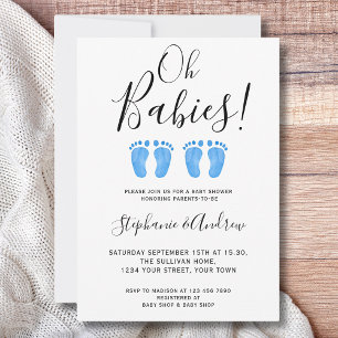 Invitation Oh Babies jumeaux garçons couples Baby shower Invi