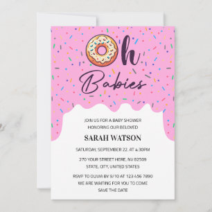 Invitation Oh Babies Saupoudrer Donut Twins Baby Girl Douche