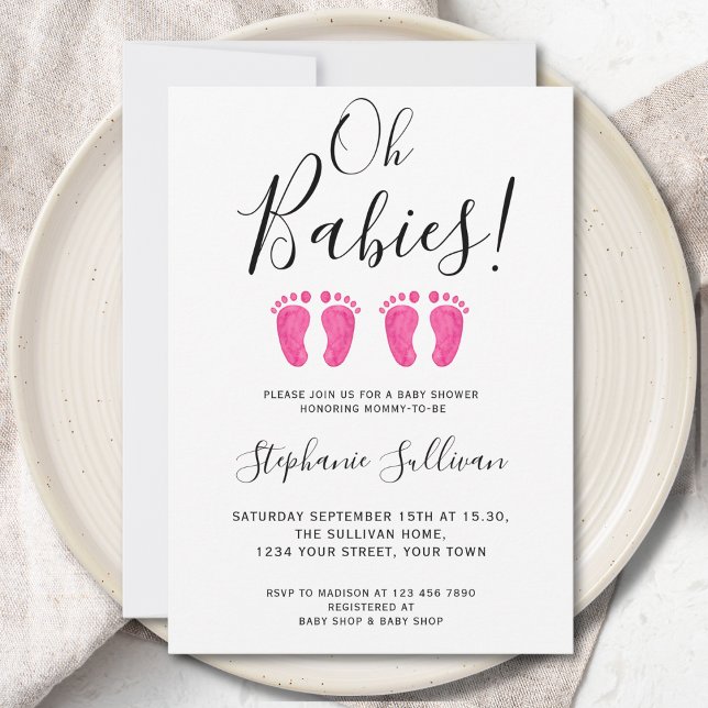 Invitation Oh Babies Twin Girls Baby shower (Créateur téléchargé)