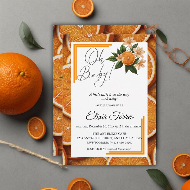 Invitation Oh Baby A Little Cutie Orange Citrus Baby shower (Créateur téléchargé)