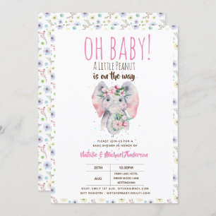 Invitation Oh Baby A Little Peanut Boho Elephant Boho Fleurs